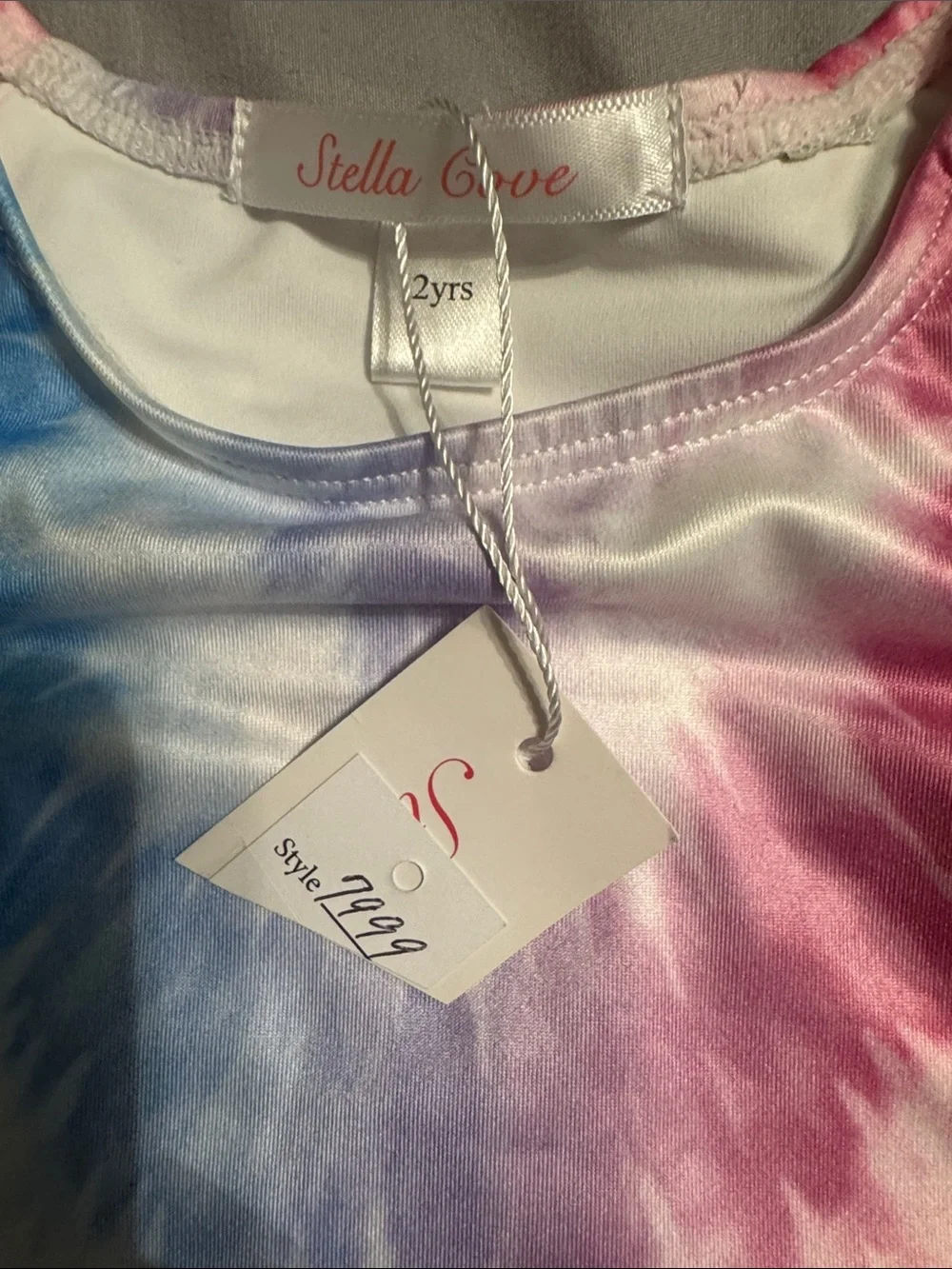 Stella Cove Pink, Blue & White Tie-Dye Floral Tutu two piece